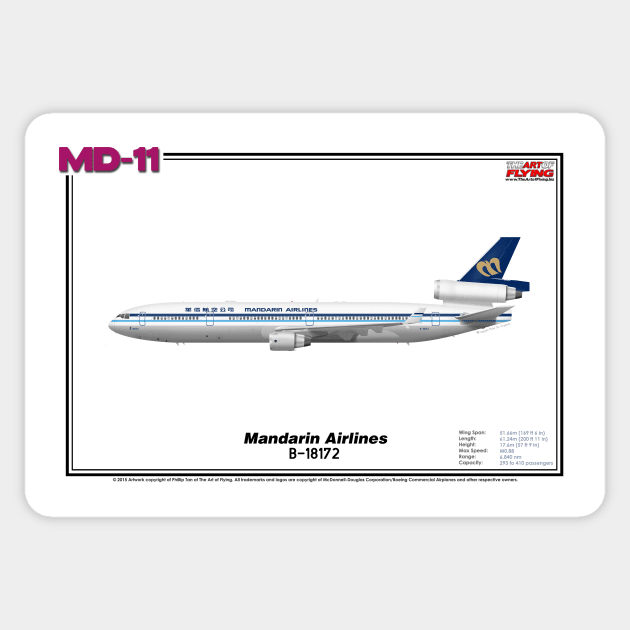 McDonnell Douglas MD-11 - Mandarin Airlines (Art Print) Sticker by TheArtofFlying